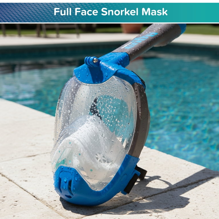 Dolfino Full Face Snorkel Mask, Blue, L/XL, Ages 12+ photo 3