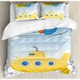 thumbnail image 3 of Yellow Submarine Twin Size Duvet Cover Set, Blue Sky with Colorful Balloons Seagulls Clouds Nursery Kids Birds Art, Decorative 2 Piece Bedding Set with 1 Pillow Sham, Multi Color, by Ambesonne, 3 of 3