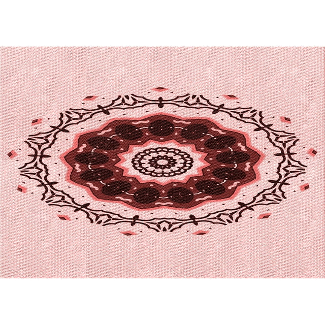 Ahgly Company Machine Washable Indoor Rectangle Transitional Light Rose Pink Area Rugs, 2' x 4'