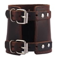 thumbnail image 3 of Wide PU Leather Arm Guards Gauntlet Cuff Protector de Muñeca Ajustable - Negro - Marrón Sunnimix Brazaletes anchos para hombre, 3 of 8