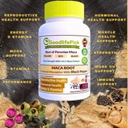 GoodlifePick Maca Root Capsules 150 Count with Black Pepper for Energy, Stamina & Vitality