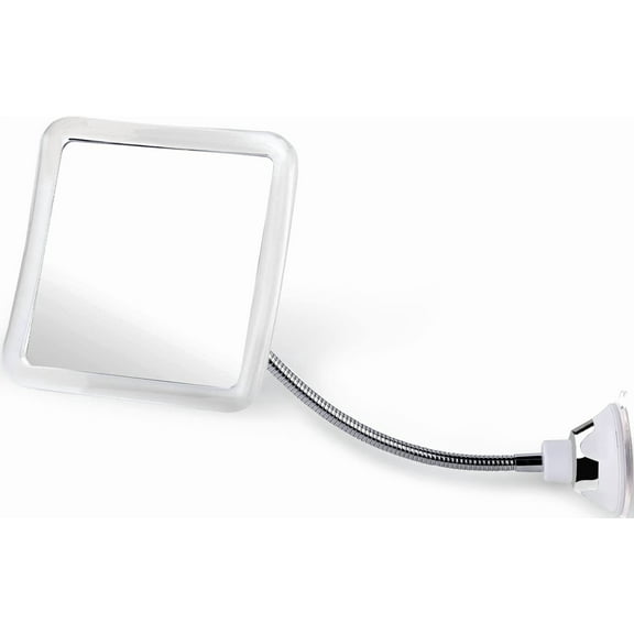 HPZZ Flexible Fogless Shower Mirror for Bathroom Shaving with Height Adjustable Gooseneck Extension, 360° Swivel and Upgraded Suction Cup - Shatterproof 6.3" x 6.3" Surface