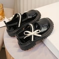 thumbnail image 2 of JAJAHO Girls Dress Shoes Bow Pu Leather School Uniform Shoes Lug Sole Hook And Loop Wedding Party Footwear For Toddlers Kids 18M-8Y, 2 of 6