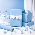 thumbnail image 5 of Kraft Baby Blue Wrapping Paper Roll - Mini Roll - 17 Inch x 33 Feet - Solid Color Baby Blue Wrapping Paper Perfect for Baby Shower, Boys Birthday, Wedding, 5 of 7