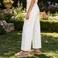 thumbnail image 6 of WJSROAC Womens Wide Leg Cropped Jeans Elastic Waisted Denim Pants Frayed Hem Vintage Drawstring Capri Pants With Large Pockets Y2K Outfits, 6 of 8