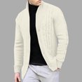 thumbnail image 2 of LpwkSSA Men's Cardigan Sweater Coats Long Sleeve Knitted Solid Color Stand Collar Cable Button Loose Casual Sweaters with Pockets White XXXL, 2 of 4