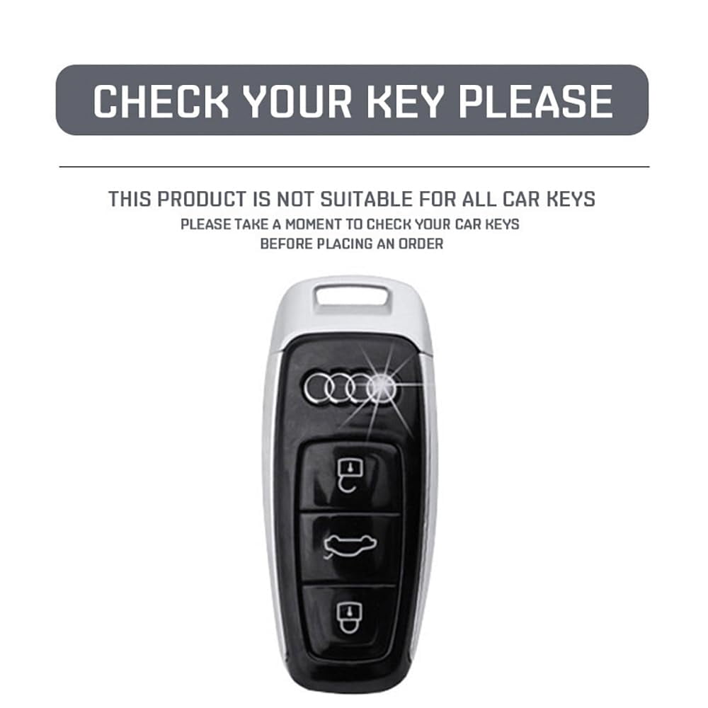 Compatible Key Fob Cover for Audi Key Fob Cover Compatible with A3 A6 A6L A7 A8 Q7 Q8 E-Tron S3 S6 S7 SQ7 RS6 RS7,etc Smart Remote Key Protector TPU Key Case Remote Key Holder