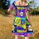 thumbnail image 5 of Vestido con paneles de cómics coloridos, vestido de dama de honor, vestidos de fiesta para mujer, vestidos de mujer para ocasiones especiales, 5 of 7