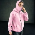 thumbnail image 4 of successthop Fleece Hoodies for Women Zipper Double Hooded Long Sleeve Sweater with Pockets Solid Windbreaker Tops Pink M, 4 of 8