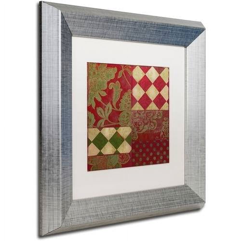 Trademark Fine Art "Merry Christmas Patchwork II" Canvas Art by Color Bakery White Matte, Silver Frame
