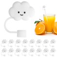 thumbnail image 1 of Straw Tips Lids 16Pcs Silicone Straw Tips Covers Reusable Straw Tips Lids Dust-Proof Straw Topper Lid Cute Cartoon Cloud Silicone Straw Covers Portable for 7MM Diameter Straws, 1 of 8