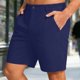 thumbnail image 5 of Pantalones Cortos para Hombre de Cintura Elástica con Bolsillos de Color Sólido Pantalones de Trabajo Casuales de Verano de Mitad de Longitud con Cordón, 5 of 6
