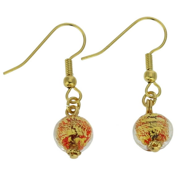 GlassOfVenice Murano Glass Golden Glow Earrings - Red