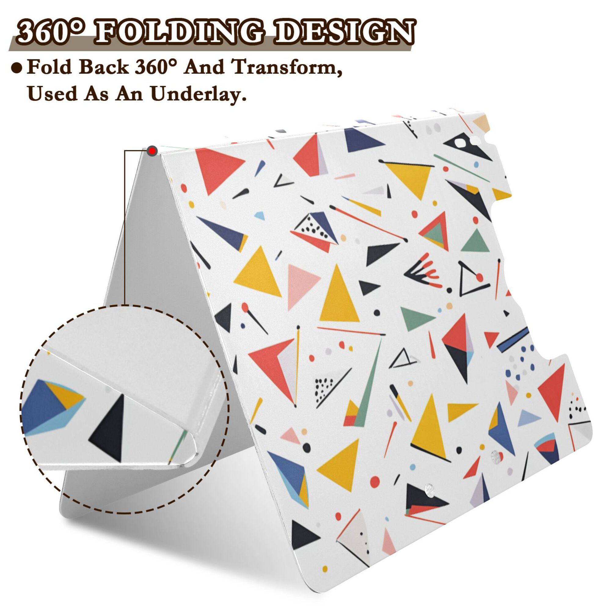 FORMRS A4 Clipboard Folder with Pen Holder Horizontal Foldable School Office Binder, White Triangles