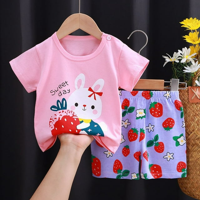 Vêtements d'Été pour Garçon, Ensemble T-Shirts à Col Rond avec Dessin Animé + Shorts, Cadeaux Garçon 5T