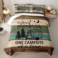 thumbnail image 2 of Erosebridal Camper Camping Quilt King, RV Accessories Travel Trailor King Coverlet Set, Teal Brown, 3pcs 1 Bedspread and 2 Pillowcases, 2 of 7