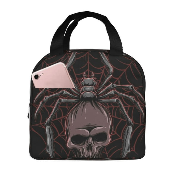 Easygdp Spider with Skull Bolsa Térmica Premium - Tela Oxford Impermeable, Gran Capacidad, Bolsillo Frontal, Unisex para Trabajo, Escuela, Actividades al Aire Libre y Picnics