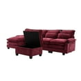 thumbnail image 3 of Noble House 106" U-Shape Sectional Sofa, Chenille Modular Cloud Couch with Chaise Lounge, Ottoman, Pillows, Wine Red, 3 of 30