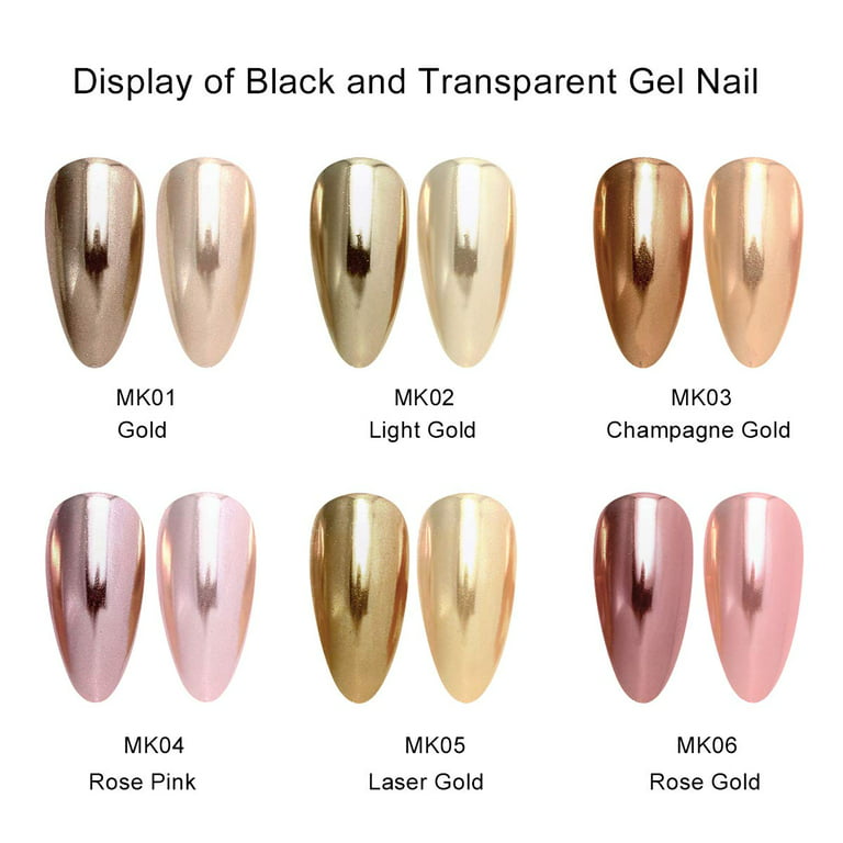 Xelparuc Chrome Nail Powder - Holographic Gold Nail Powder 6 Colors Mirror and Bubble Effect Nail Art Decoration Manicure Pigment Set