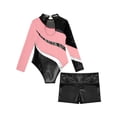 thumbnail image 6 of YiZYiF Kids Girls Tumble Long Sleeve Patchwork Gymnastics Leotard with Shorts 2-piece Dance Sports Outfit Pink 6, 6 of 7