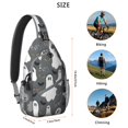 thumbnail image 5 of Sling Backpack,Gray Halloween Ghosts Bats and Boo Sling Bag with Water Bottle Holder,Waterproof Sling Bag for Men/Women with Headphone Jack for Hiking,Travel, 5 of 6