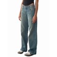thumbnail image 2 of Women Baggy Jeans Mid-Low Waist Boyfriend Streetwear Vintage Jeans Wide Leg Denim Pants Nostalgic Blue S, 2 of 9