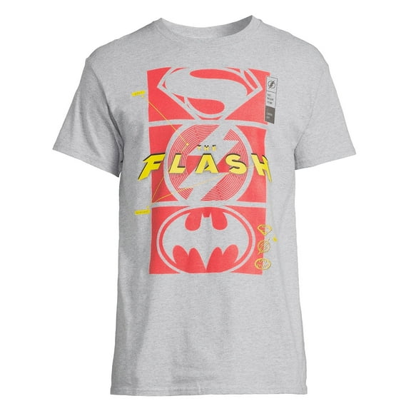 DC Comics T-Shirt Men's The Flash Superman and Batman Unite Adult Graphic Tee