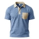 thumbnail image 4 of Camisas de Manga Corta de los Hombres Casual Color Bloqueado Botón de Solapa de Bolsillo Casual Top Transpirable, Manga Corta Tops de Verano para el Ejercicio, 4 of 6