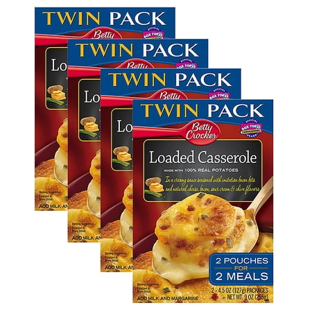 (4 pack) (4 Pack) Betty Crocker Loaded Casserole Potatoes, 9 oz Box