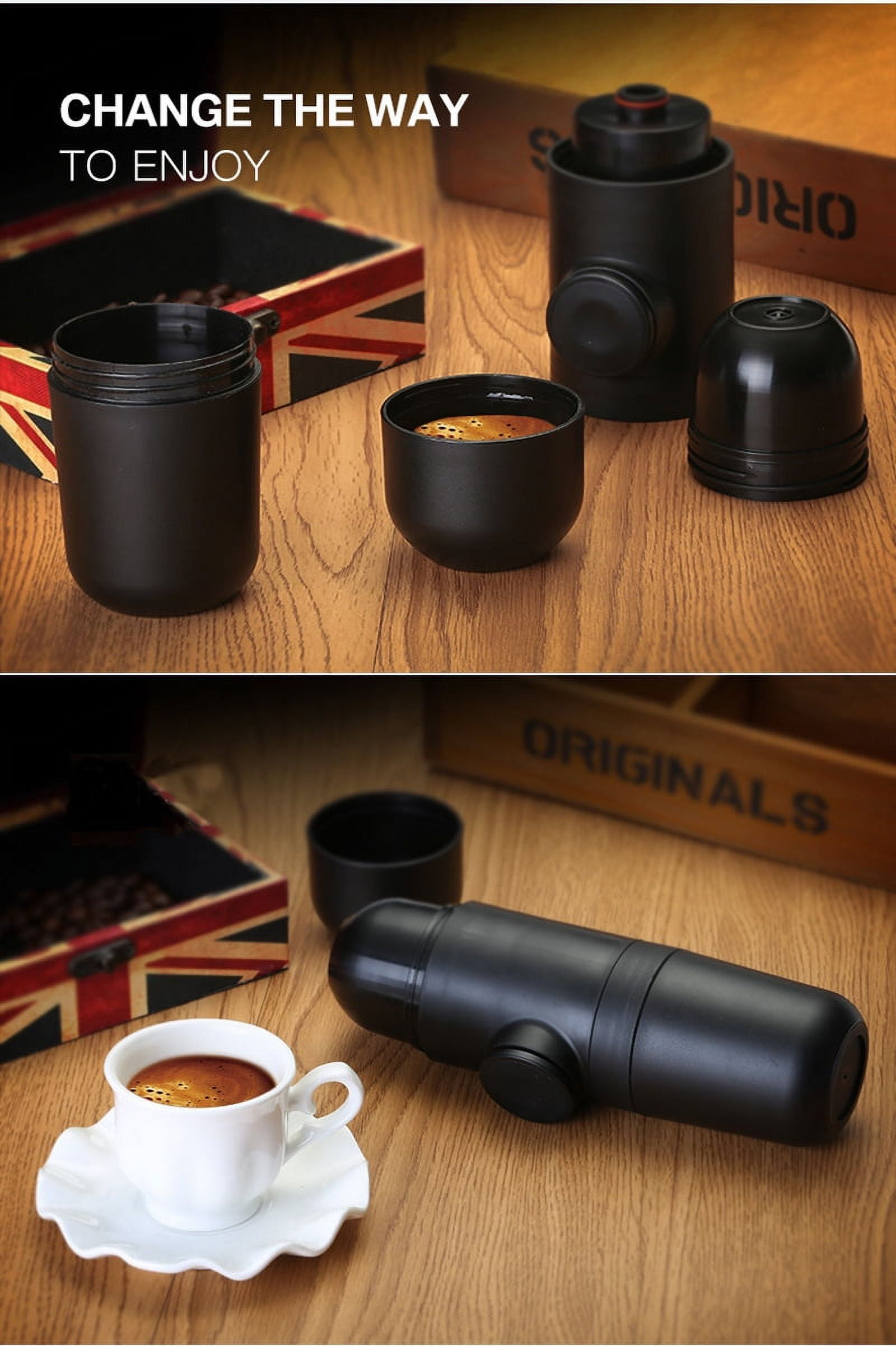 Techtongda Portable Manual Coffee Maker Espresso Maker Capsule Coffee Machine Suitable for Travel, outdoor, Home and Office