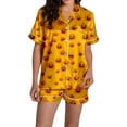 thumbnail image 3 of RMGVDSD Halloween Pajamas Set for Women 2 Piece Cute Pumpkin Print Short Sleeve Sleepwear Button Down Loungewear Holiday Party Pajama Shorts Sets, 3 of 7