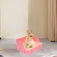 thumbnail image 5 of Tall-Sided Plastic Rabbit Litter Box with Narrow Bottom Net - Pink Small Size (29x22x15.5cm) | Anti-Splash Pet Toilet for Chinchillas, Guinea Pigs | Easy-Clean Design, Feces-Urine Separation, Smooth, 5 of 5