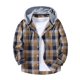 thumbnail image 1 of Ceisia Men's Casual Plaid Patchwork Hooded Button-Up Long Sleeve Shirt Gift, 1 of 9