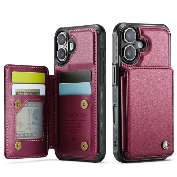 Funda tipo cartera Wefor compatible con iPhone 17, color rojo