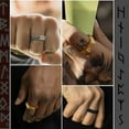 thumbnail image 3 of ChainsHouse Men's Vintage Viking Ring Norse Raven Runes Stainless Steel/Gold Plated/Black Birthday Christmas Valentines Unisex Jewelry Gift, 3 of 7