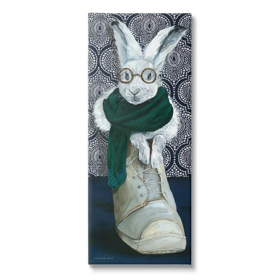 Stupell Industries Bundled White Rabbit Glasses Inside Winter Boot Painting Gallery Wrapped Canvas Print Wall Art, Design by Kamdon Kreations