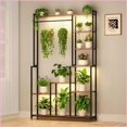 thumbnail image 2 of Plant Stand 71in Tall 8 Tier Heavy-Duty Metal with Grow Light | Walnut+Black | MDF+Metal, 2 of 7