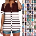 thumbnail image 7 of YDFCWXW Womens Summer Casual V Neck Tunic Tops Short Sleeve Button Down Floral Print T Shirt Loose Fit Cotton Linen Blouses Mint Green, L, 7 of 7