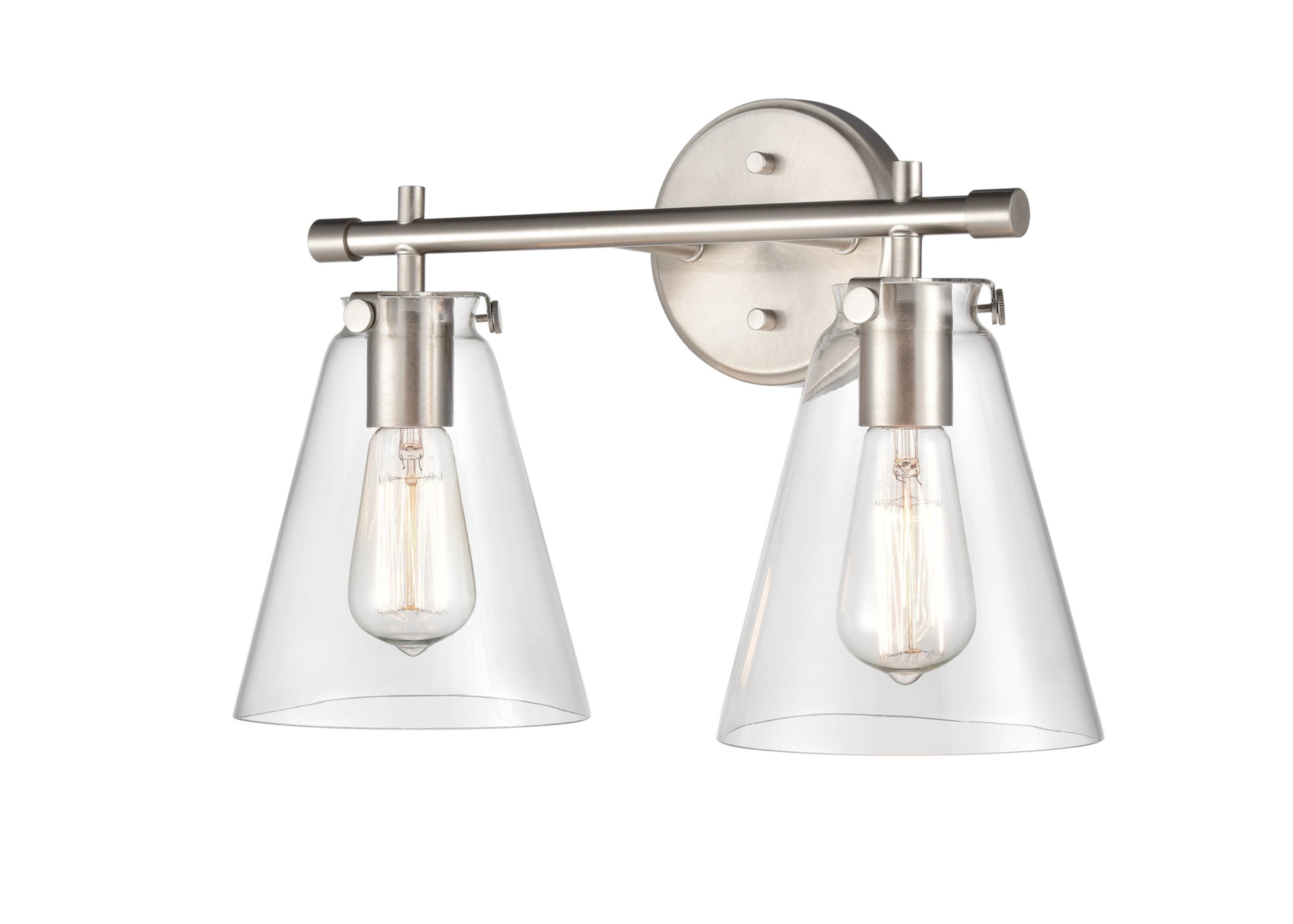 Open Box Millennium Lighting Aliza 2 Light Bathroom Vanity Fixture with Clear Glass Shades Brushed Nickel Nickel Brushed