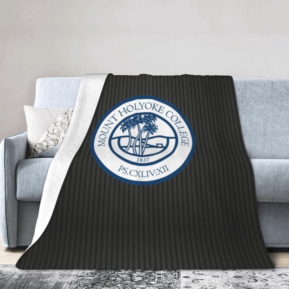 Mount Holyoke College Logo Fleece Blanket, Very Soft Microfiber Flannel Blanket for Couch Warm and Cozy for All Seasons