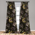 thumbnail image 4 of Ambesonne Bohemian Curtains, Snake Moon Star Celestial, Pair of 28"x63", Mustard Eggplant and Grey, 4 of 5