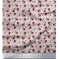 thumbnail image 1 of Soimoi Tissu Rouge Poly Georgette Labyrinthe & Rose Imprimé Floral au Mètre 42 Pouces de Large, 1 of 6