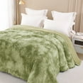 Exclusivo Mezcla Twin Size Faux Fur Blanket, Reversible Sherpa, 60X80 inches, Olive Green