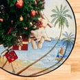 thumbnail image 4 of Coolnut Watercolor Beach Boat Christmas Tree Mats Waterproof Tree Skirt, Colorful Seascape Xmas Tree Stand Tray Mat Floor Protector Pad for Holiday Party Decoration, 28.3", 4 of 6