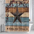 thumbnail image 3 of Country Stars Shower Curtain for Bathroom Decor, Vintage Rust Black Star Berry Brown Blue Wood Grain Waterproof Fabric Shower Curtain, 54"x78" Set with 12 Hooks, 3 of 9