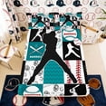 thumbnail image 3 of Erosebridal Teal Black Baseball Full Size Sheets, Sport Bed Sheets for Boys and Girls, 4-Piece, 1 Flat Sheet, 1 Fitted Sheet and 2 Pillowcases, 3 of 6