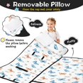 thumbnail image 3 of White Blue Butterfly Flower Pattern Teens Toddler Nap Mat with Pillow, Sleeping Mat Bag for Preschool Daycare 59"x22", 3 of 6
