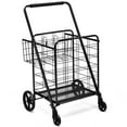 thumbnail image 4 of Patiojoy Folding Shopping Cart Jumbo Double Basket Grocery Cart with Wheels Black, 4 of 5