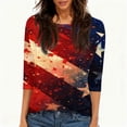 thumbnail image 4 of Women's 250th Anniversary USA Shirt Patriotic American Flag Print Crew Neck 3/4 Sleeve T-Shirt, 4 of 5