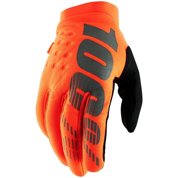 100% Brisker Gloves - Flourescent Orange/Black Full Finger Men's Medium